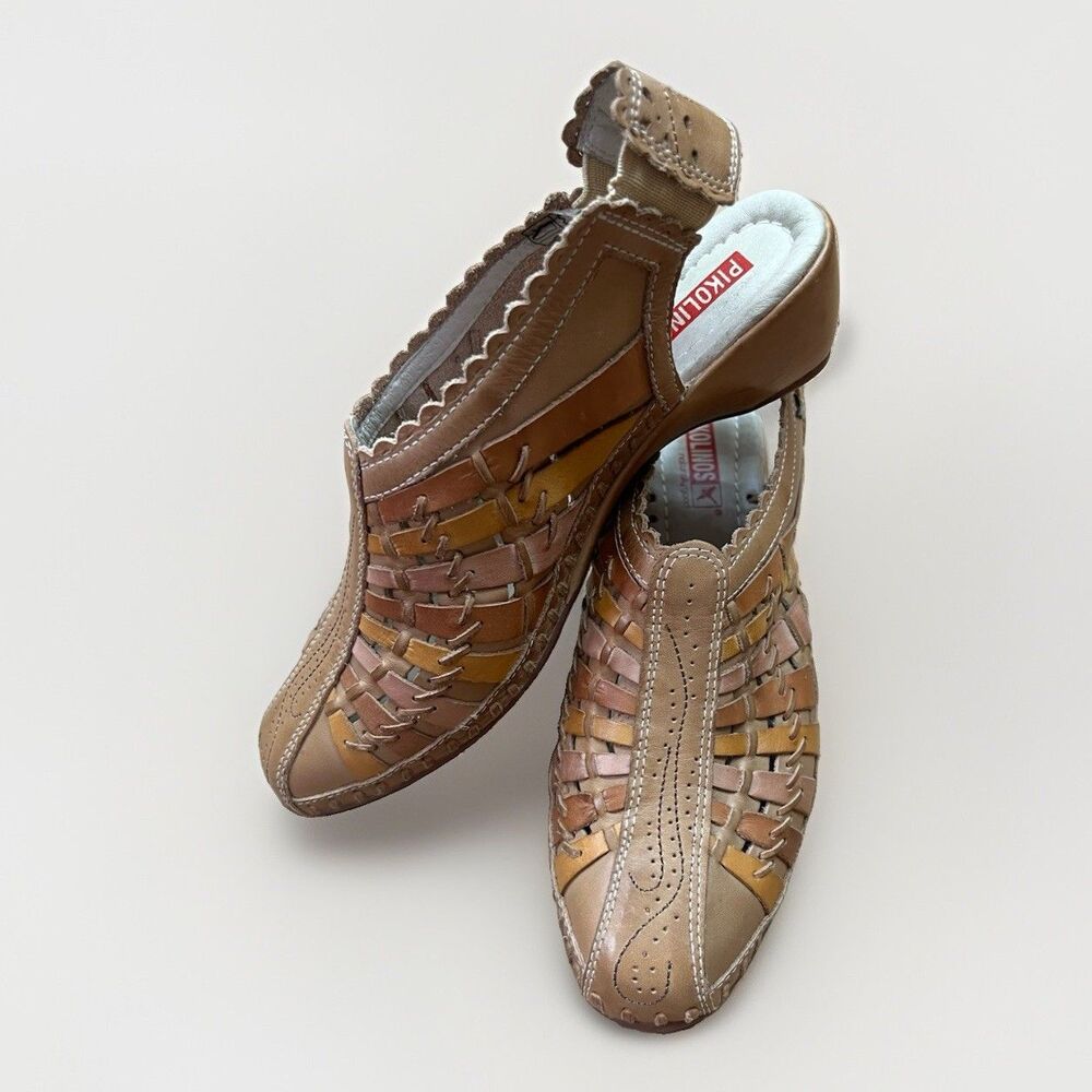 Pikolinos Woven Leather Huarache Slingback Wedge Multicolor EU 39 US 8.5-9 NWOT